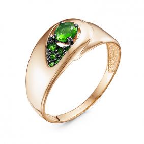 Золотое кольцо КЮЗ Del'ta D315036 с кварцем, гидротермальным изумрудом и миксом камней D315036 фото