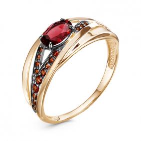 Золотое кольцо КЮЗ Del'ta D315107 с фианитом и гранатом D315107 фото