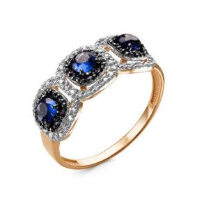 Золотое кольцо КЮЗ Del'ta D315183 с фианитом, кварцем и сапфировым корундом D315183 фото