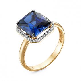 Золотое кольцо КЮЗ Del'ta D315209 с фианитом и сапфировым корундом D315209 фото