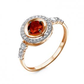 Золотое кольцо КЮЗ Del'ta D315240 с фианитом и гранатом D315240 фото