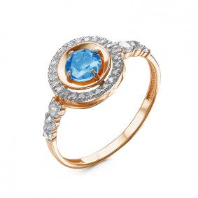 Золотое кольцо КЮЗ Del'ta D315241 с топазом и фианитом D315241 фото