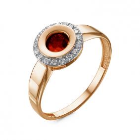 Золотое кольцо КЮЗ Del'ta D315246 с фианитом и гранатом D315246 фото