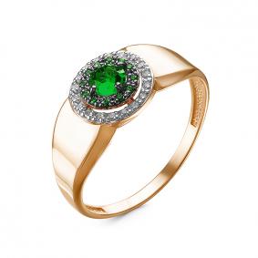 Золотое кольцо КЮЗ Del'ta D315254 с фианитом, кварцем, гидротермальным изумрудом и миксом камней D315254 фото