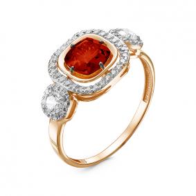 Золотое кольцо КЮЗ Del'ta D315258 с фианитом и гранатом D315258 фото