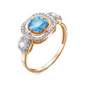 Золотое кольцо КЮЗ Del'ta D315259 с топазом и фианитом D315259 фото