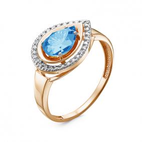 Золотое кольцо КЮЗ Del'ta D315262 с топазом и фианитом D315262 фото