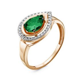 Золотое кольцо КЮЗ Del'ta D315263 с фианитом и гидротермальным изумрудом D315263 фото