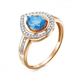 Золотое кольцо КЮЗ Del'ta D315265 с топазом и фианитом D315265 фото