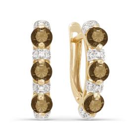 Золотые серьги КЮЗ Del'ta D320456 с фианитом и раухтопазом D320456 фото