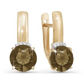 Золотые серьги КЮЗ Del'ta D320533 с фианитом и раухтопазом D320533 фото