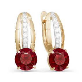 Золотые серьги КЮЗ Del'ta D320560 с фианитом и гранатом D320560 фото