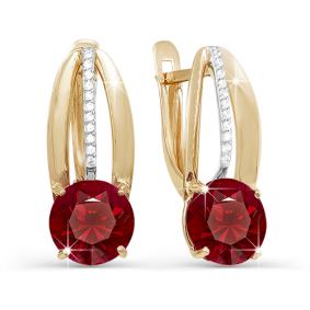 Золотые серьги КЮЗ Del'ta D320564 с фианитом и гранатом D320564 фото