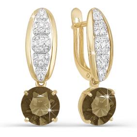 Золотые серьги КЮЗ Del'ta D320602 с фианитом и раухтопазом D320602 фото