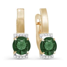 Золотые серьги КЮЗ Del'ta D320611 с фианитом и кварцем D320611 фото