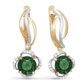 Золотые серьги КЮЗ Del'ta D320616 с фианитом и кварцем D320616 фото