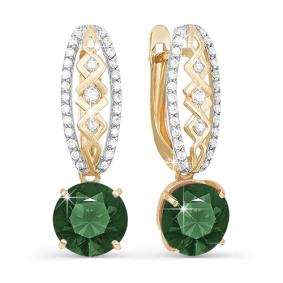 Золотые серьги КЮЗ Del'ta D320631 с фианитом и кварцем D320631 фото