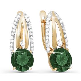 Золотые серьги КЮЗ Del'ta D320632 с фианитом и кварцем D320632 фото