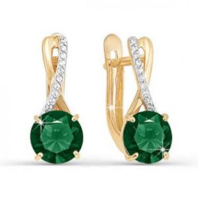 Золотые серьги КЮЗ Del'ta D320667 с фианитом и кварцем D320667 фото