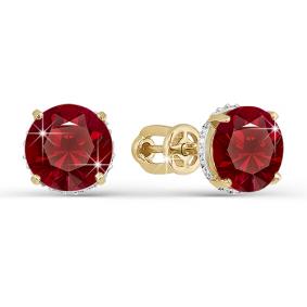 Золотые серьги КЮЗ Del'ta D320674 с фианитом и гранатом D320674 фото