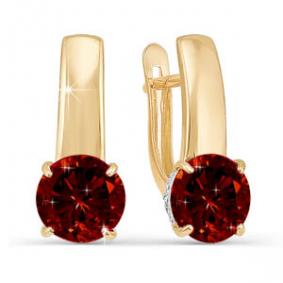 Золотые серьги КЮЗ Del'ta D320699 с фианитом и гранатом D320699 фото