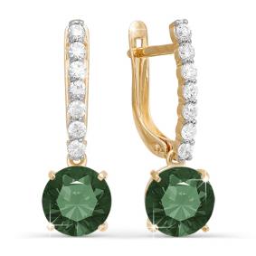 Золотые серьги КЮЗ Del'ta D320727 с фианитом и кварцем D320727 фото