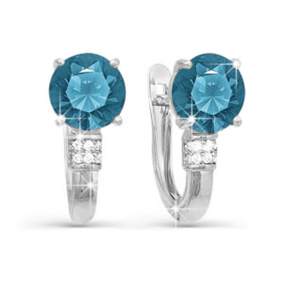 Серьги из белого золота КЮЗ Del'ta D320768б с фианитом и Лондон топазом D320768б фото