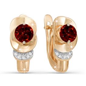 Золотые серьги КЮЗ Del'ta D320877 с фианитом и гранатом D320877 фото