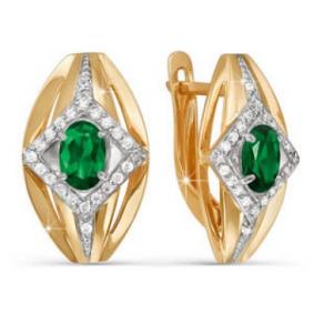 Золотые серьги КЮЗ Del'ta D321007 с фианитом и агатом D321007 фото