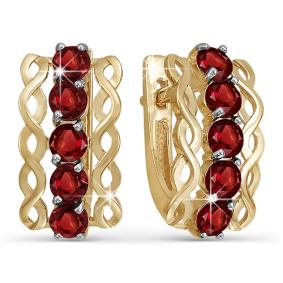 Золотые серьги КЮЗ Del'ta D321088 с гранатом D321088 фото