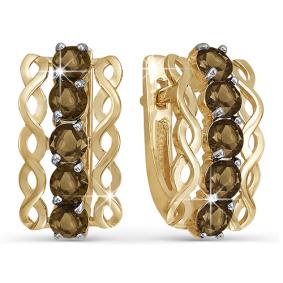 Золотые серьги КЮЗ Del'ta D321090 с раухтопазом D321090 фото