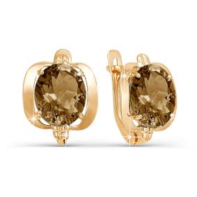 Золотые серьги КЮЗ Del'ta D321185 с раухтопазом D321185 фото