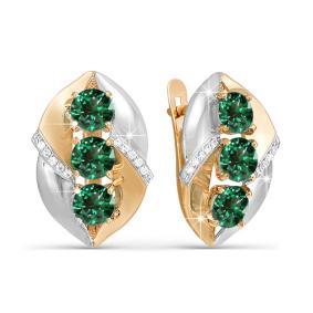 Золотые серьги КЮЗ Del'ta D321199 с фианитом и кварцем D321199 фото