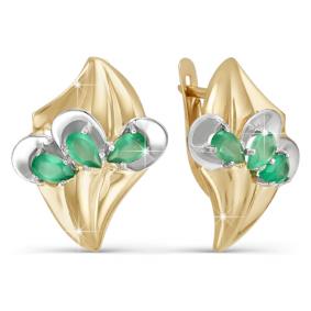 Золотые серьги КЮЗ Del'ta D321262 с агатом D321262 фото