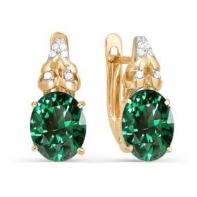 Золотые серьги КЮЗ Del'ta D321282 с фианитом и кварцем D321282 фото