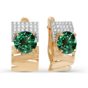 Золотые серьги КЮЗ Del'ta D321360 с фианитом и кварцем D321360 фото