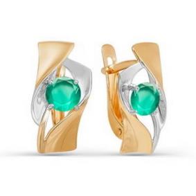 Золотые серьги КЮЗ Del'ta D321404 с агатом D321404 фото