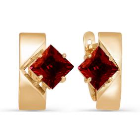Золотые серьги КЮЗ Del'ta D321439 с гранатом D321439 фото