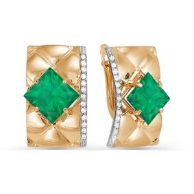 Золотые серьги КЮЗ Del'ta D321457 с фианитом и агатом D321457 фото