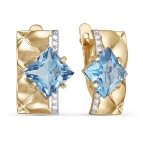 Золотые серьги КЮЗ Del'ta D321466ф с фианитом D321466ф фото