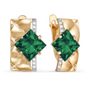 Золотые серьги КЮЗ Del'ta D321470 с фианитом и кварцем D321470 фото