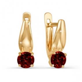 Золотые серьги КЮЗ Del'ta D321514 с гранатом D321514 фото