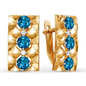 Золотые серьги КЮЗ Del'ta D321563 с фианитом D321563 фото