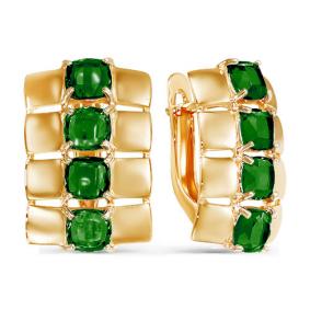 Золотые серьги КЮЗ Del'ta с ситаллом цвета Кварц зеленый D321963 D321963 фото