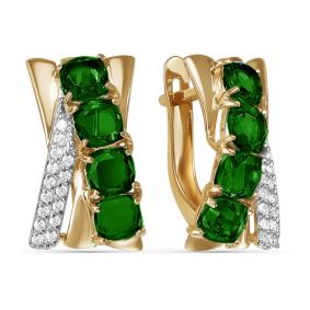 Золотые серьги КЮЗ Del'ta D322005 с фианитом и кварцем D322005 фото