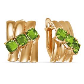 Золотые серьги КЮЗ Del'ta с ситаллом цвета Хризолит D322020 D322020 фото