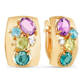 Золотые серьги КЮЗ Del'ta D322392 с фианитом и ситаллом D322392 фото