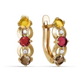 Золотые серьги КЮЗ Del'ta D322464 с фианитом и ситаллом D322464 фото