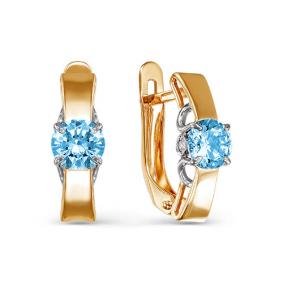 Золотые серьги КЮЗ Del'ta D322466 с топазом и фианитом D322466 фото