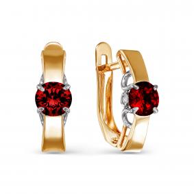 Золотые серьги КЮЗ Del'ta D322467 с фианитом и гранатом D322467 фото